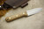 LT Wright Knives Genesis - Saber Grind - Natural Curly Maple - Brass Corby Bolts - 4