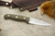 LT Wright Knives GNS - Scandi Grind - Green Canvas Micarta - Brass Corby Bolts - Matte Finish