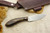 LT Wright Knives Large Northern Hunter - AEB-L Steel - Flat Grind - Curly Koa - Brass Pins - 5