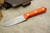 LT Wright Knives: Genesis AEB-L Stainless Steel (Convex Grind) Fixed Blade Bushcraft Knife w/ Orange G10 Handle - Black Liners