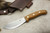 LT Wright Knives: JX2 Jessmuk (Scandi Grind) Fixed Blade Knife w/ Natural Canvas Micarta Handle - Matte Finish