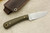 LT Wright Knives: Small Workhorse (Flat Grind) Fixed Blade Knife w/ Green Canvas Micarta Handle - Matte Finish