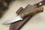 W. A. Surls Knives (Allen Surls) Custom Kestrel Fixed Blade (Flat Tang) Knife w/ Elder Burl Handle - Black & Lime Green Liners - 1