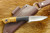 W. A. Surls Knives (Allen Surls) Custom Minute Man Fixed Blade (Tapered Tang), Knife w/ Black Canvas Micarta & Box Elder Burl Handle & Thick Black & Thin Yellow Liners - 1