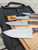 LT Wright Knives Cookcraft Collection Four Piece Knife Set w/ Bag and Board - AEB-L Steel - Flat Grind - Double Red Canvas Micarta w/ White Liners - Polished Finish