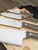 LT Wright Knives Cookcraft Collection Four Piece Knife Set w/ Bag and Board - AEB-L Steel - Flat Grind - Green Canvas Micarta w/ White Liners - Polished Finish