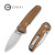 CIVIVI - Mini Shakan - Satin Finished Nitro-V Folding Knife w/Button Lock -  Coyote Brown Aluminum Handle CIVIVI - Mini Shakan - Satin Finished Nitro-V Folding Knife w/Button Lock -  Coyote Brown Aluminum Handle