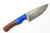 The Wizard Forge - Goblin - 4" Stonewash 52100 Fixed Blade W/ Blue Honey Handle and Brown Leather Sheath