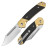 CJRB Cutlery - Bowie Pyrite - 3.15" Stonewash AR-RPM9 Folding Knife w/Slip Joint Lock -  Brass & Wood Handle