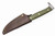Drifter Blades - Kraken - 3" Stonewash 80CRV2 Steel Fixed Blade W/ OD Green & Tan G10 and Brown Leather Sheath