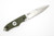 Hoffner Knives: Hand Spear - 5" Silver 440C Stainless Steel Fixed Blade Knife - Flatline Olive G10 Handle