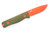Reiff Knives: F3 Extreme Conditions - Field Survival Knife - Fixed Blade - CPM 3v, Saber, Hi-Vis Orange Blade, OD Green G-10 Handle, Brown Leather Sheath