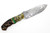 Half Face Blades - Disaster Breacher - Polished Multilayered Acid Etched 3V Blade, Ram horns, Brass & Natural Micarta Pin Stripping, Arizona Jade Tru-Stone Split, Desert Ironwood, Mosaic Pins, Copper Lanyard Pin, Textured Grip