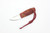 Toros Knife & Tool - Bear Claw - 2.1875" N690 Steel Fixed Blade W/ Red & Orange Stabilized Wood & Red Leather Sheath 