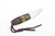 Toros Knife & Tool - Bear Claw - 2.1875" N690 Steel Fixed Blade W/ Green, Purple, & Yellow Dyed Stabilized Wood & Red Leather Sheath 
