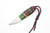 Toros Knife & Tool - Bear Claw - 2.1875" N690 Steel Fixed Blade W/ Green, Purple, & Yellow Dyed Stabilized Wood & Red Leather Sheath 