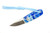 Toros Knife & Tool - Bear Claw - 2.1875" N690 Steel Fixed Blade W/ Blue & white Epoxy & Blue Leather Sheath 
