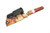 Lex Rex Customs - Mini Deathstick - 2" Alabama Damascus Steel Fixed Blade W/ Burl Wood W/ White Tru-Stone & Red Liners Handle 
