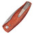 TRM Neutron 2, 3D Contoured Lizard Skin Rosewood / Stonewash CPM 20CV, closed, showing the clip side of the knife