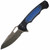 Dead Reckon Knives Ridgeback Modified Black Aluminum Pocketed Black and Blue Inlay, Dark Stonewash MagnaCut