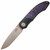 3LegDog Knives G8 Front Flipper Drop Point Black G10 Stabilized Purple Wood Burl, Hand Satin MagnaCut #24-02