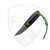 Toros Knife And Tool Bear Claw, Blue and Green Resin, N690 w/ Blue Leather Sheath