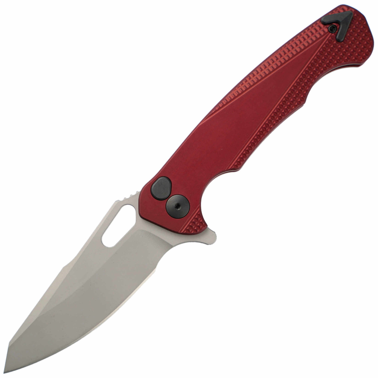 Dead Reckon Knives Ridgeback Modified Red Knurled Aluminum, Blasted MagnaCut