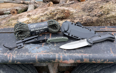 TKC Custom Camping Kit #1- Ka-Bar BK2, Ontario Rat 8830OD, Fire Starter ...