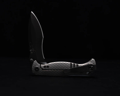 Half Face Blades - Extremis Folder - Tumbled Raw Ti Scales, PVD Coated ...