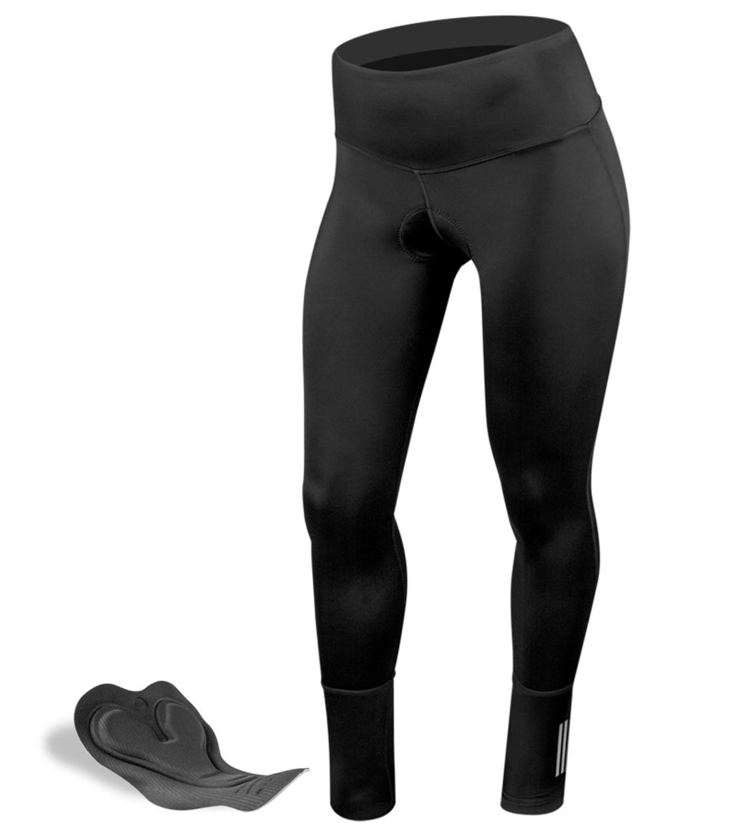 Women's Black Compression Long Distance Century Padded Cycling Tights