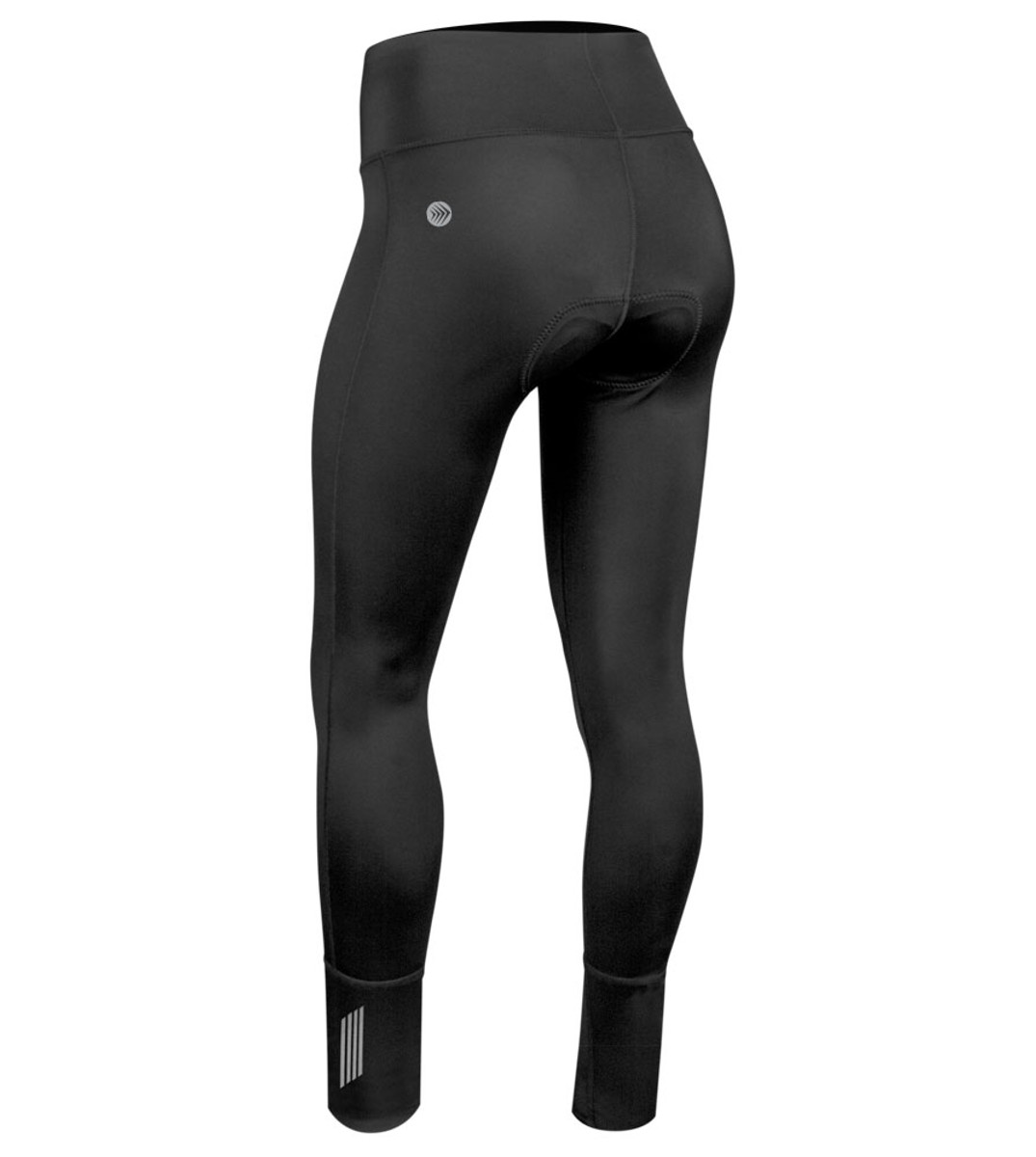 Women's Black Compression Long Distance Century Padded Cycling Tights Back View