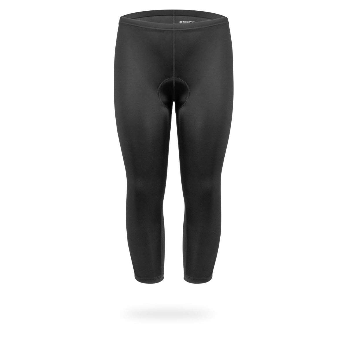 Women's Black Spandex Padded Cycling Capris Front View