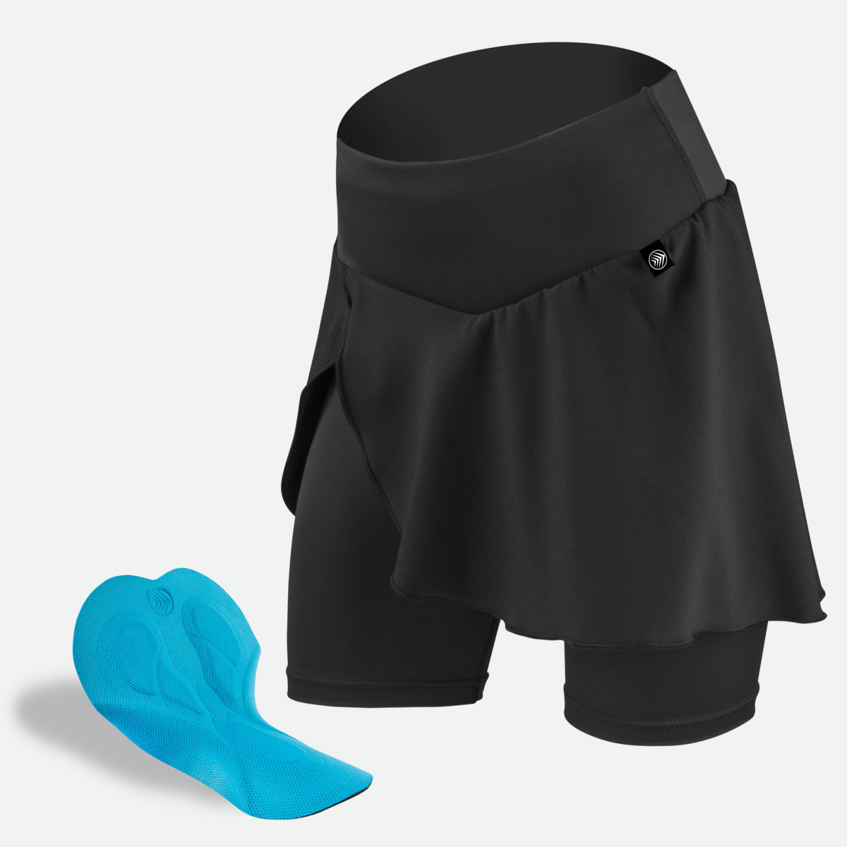 Women's Cycling Skort Padded Bike Skirt Black Front with chamois
