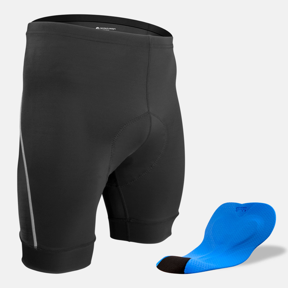 Big Men's Clydesdale Black Padded Cycling Short with Wide Chamois Pad Back View|black|primary