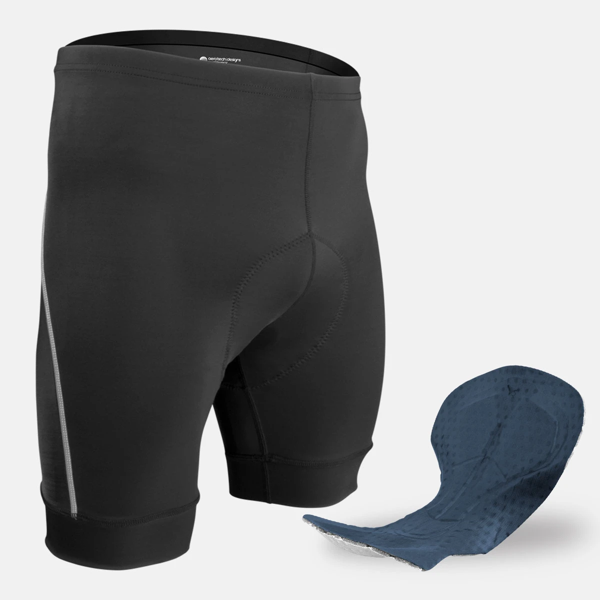 Big Men's Clydesdale Black Padded Cycling Short with Wide Chamois Pad Back View|black|primary