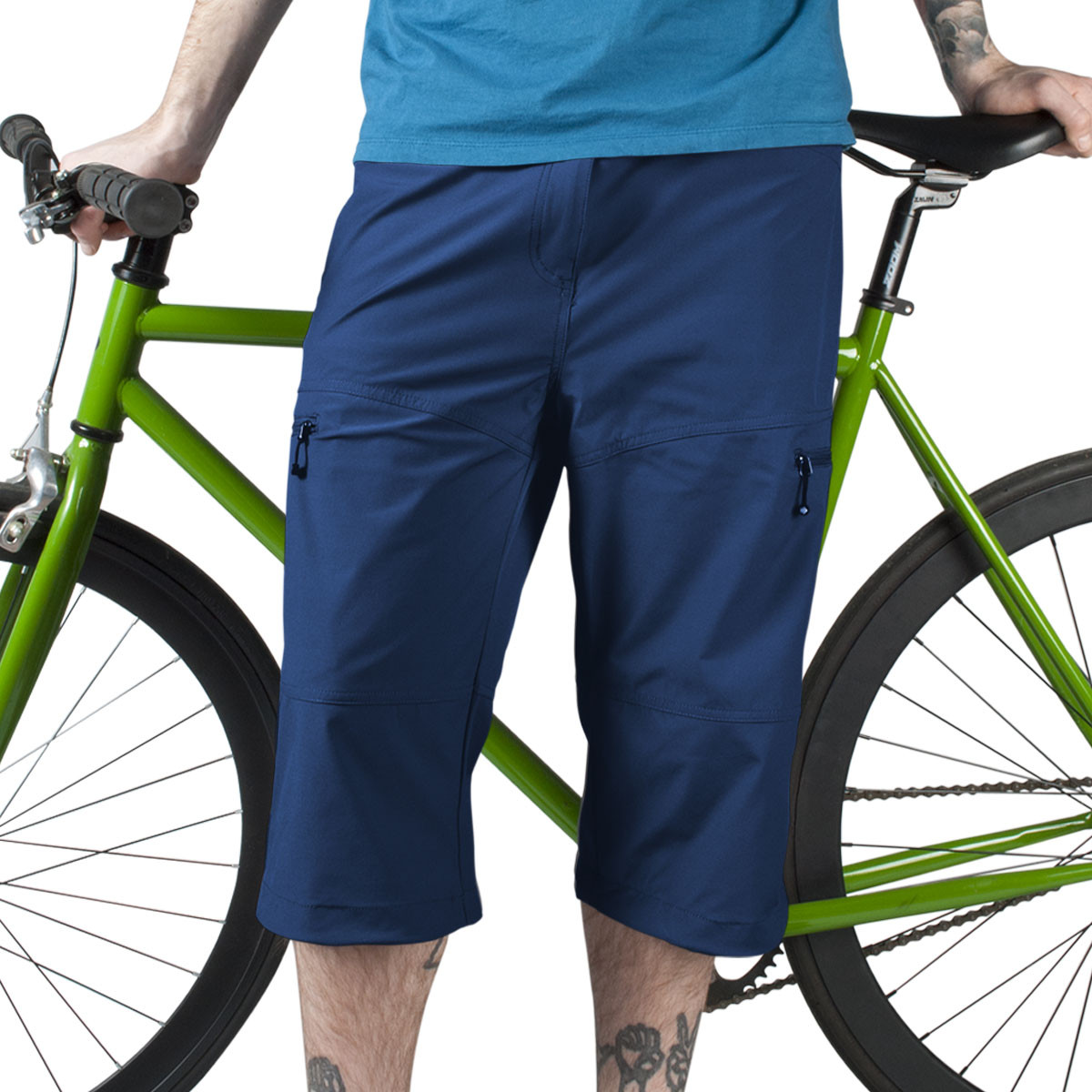 Men's Pedal Pusher Knickers on Model in Navy