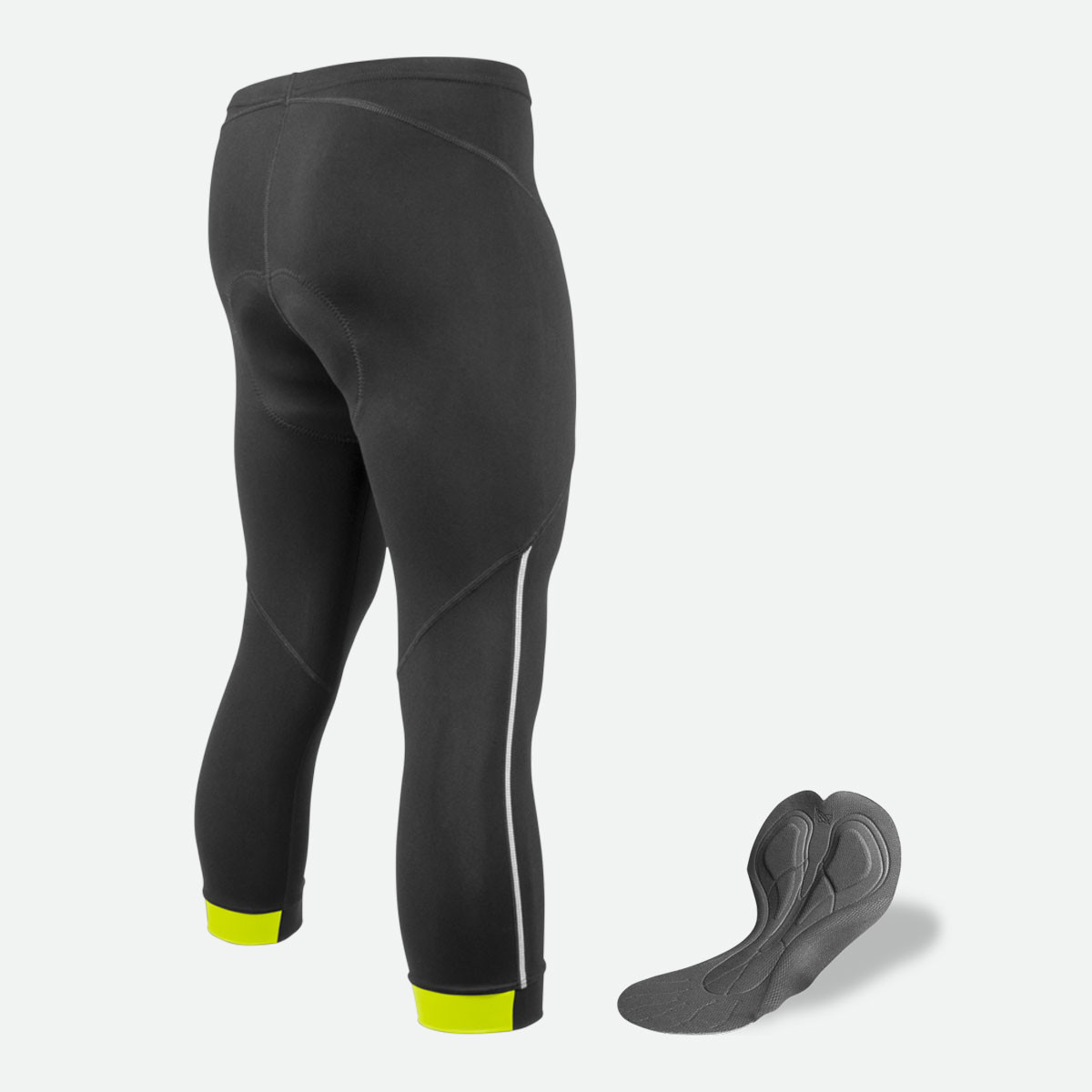 Victor Men's Padded Cycling Safety Yellow Capris|safety yellow|primary