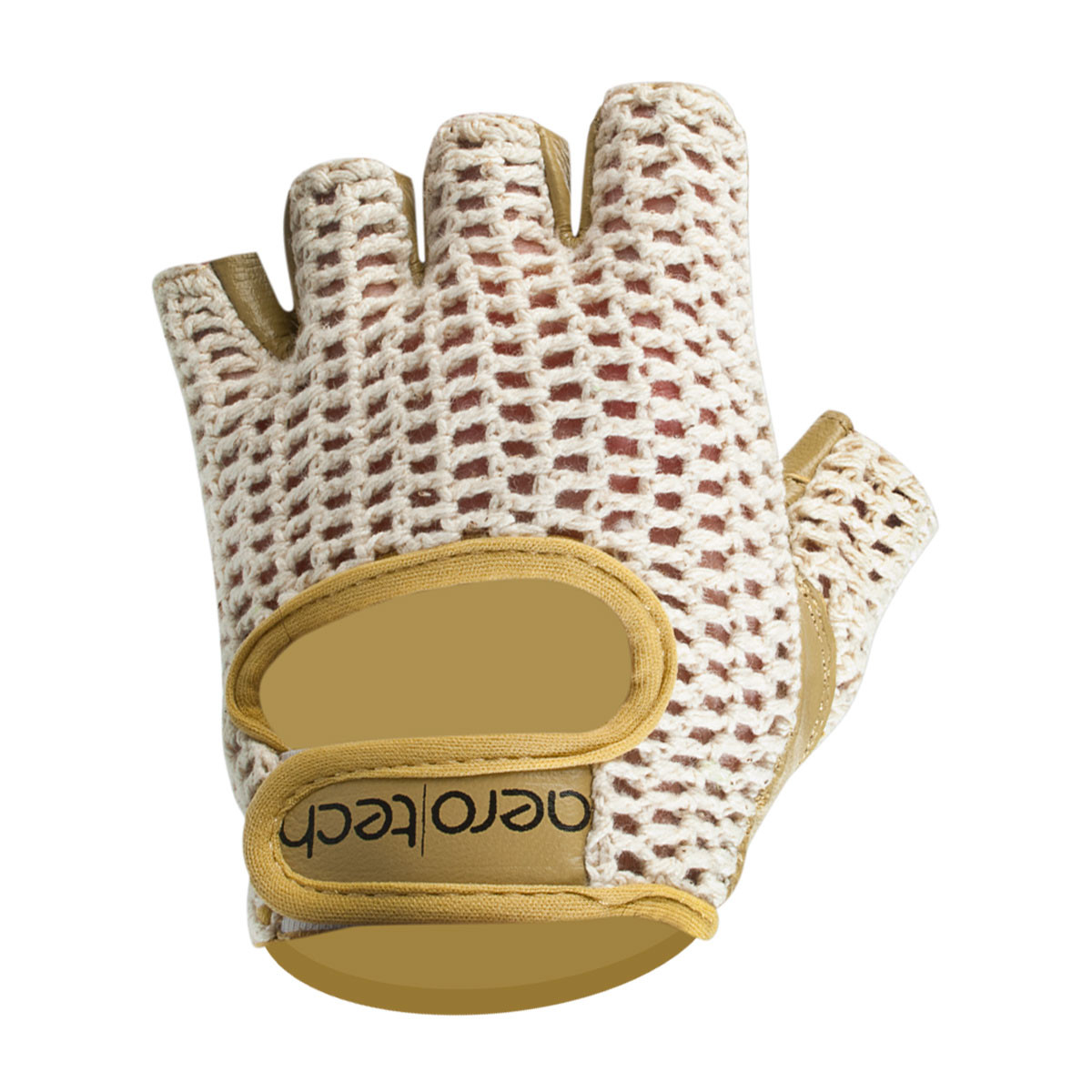 Aero Tech Natural Cotton and Crochet Leather Cycling Glove Top Detail