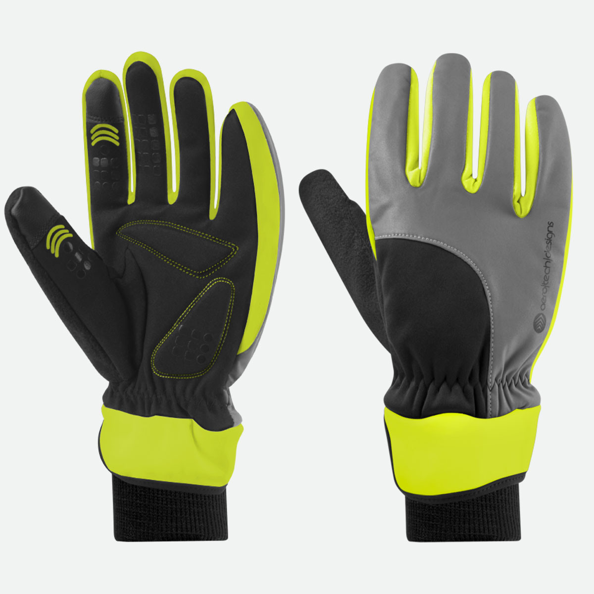 Safety Yellow Full Finger Padded Cycling Gloves|safety yellow|primary