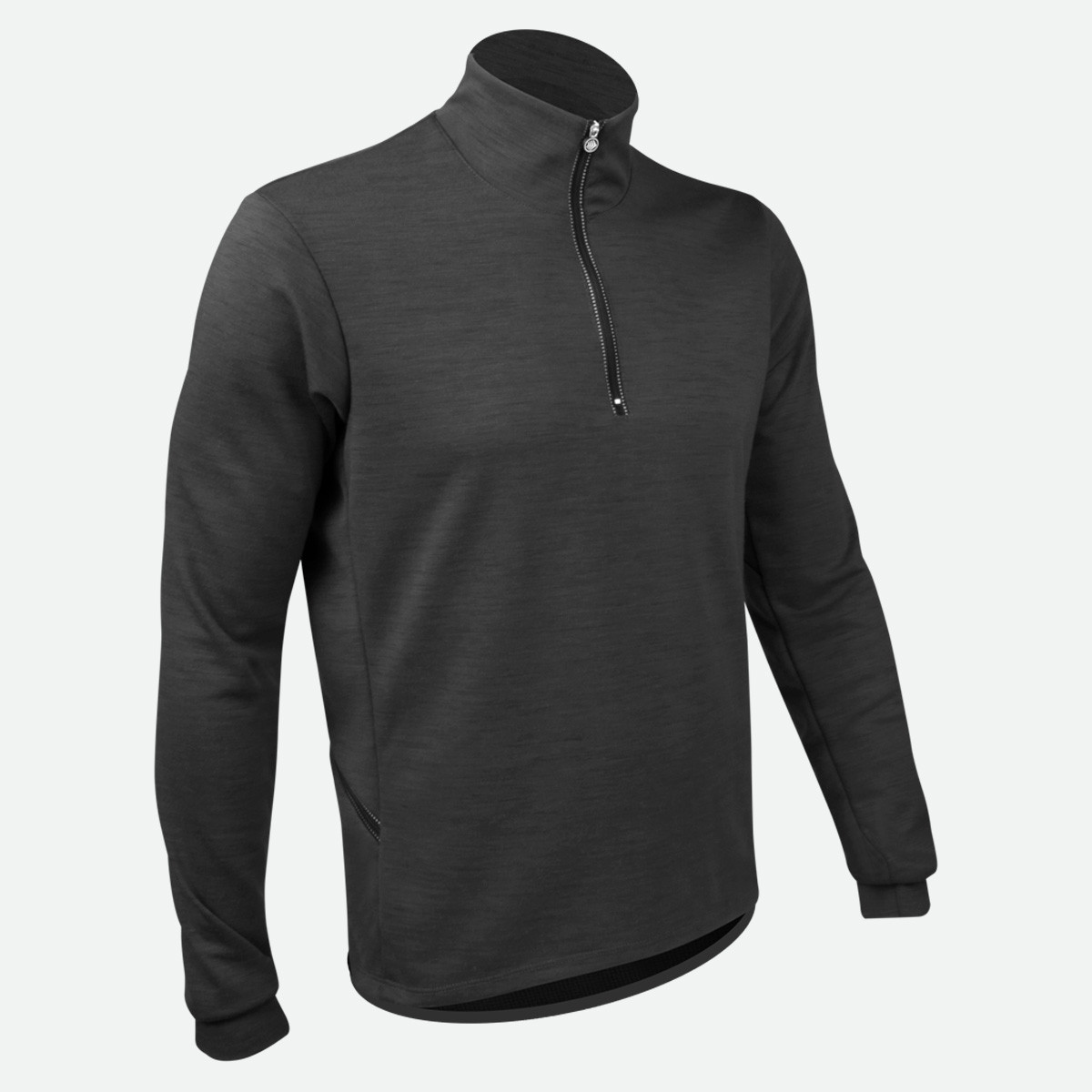 Men's Merino Wool Charcoal Long Sleeve Cycling Jersey Off Front View