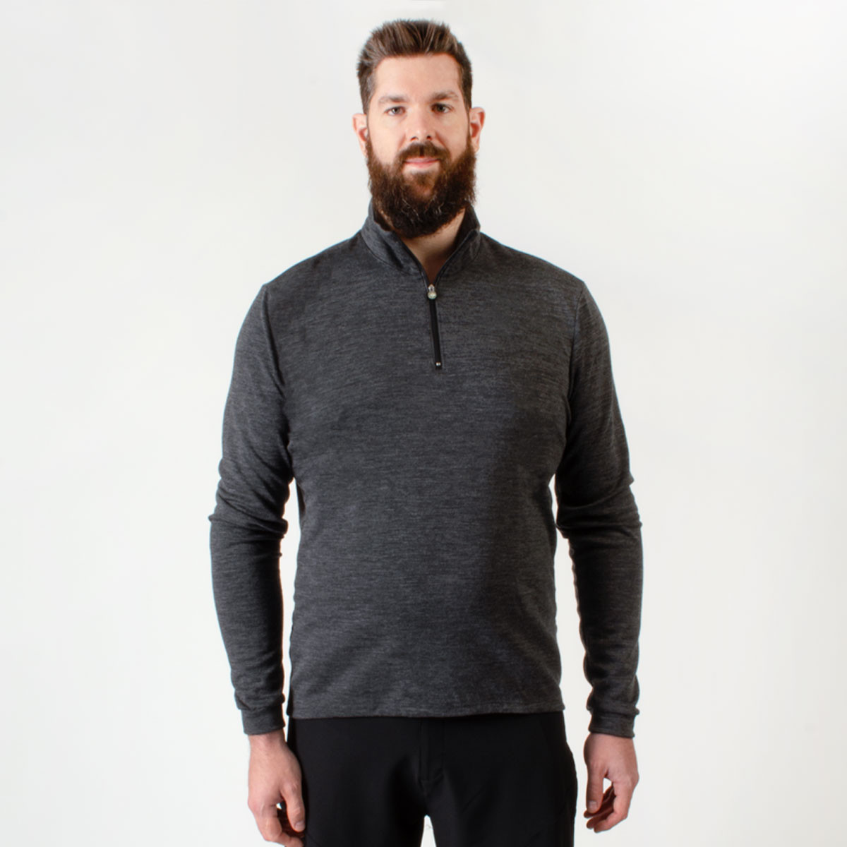 Men's Merino Wool Long Sleeve Cycling Jersey Model Front Shot