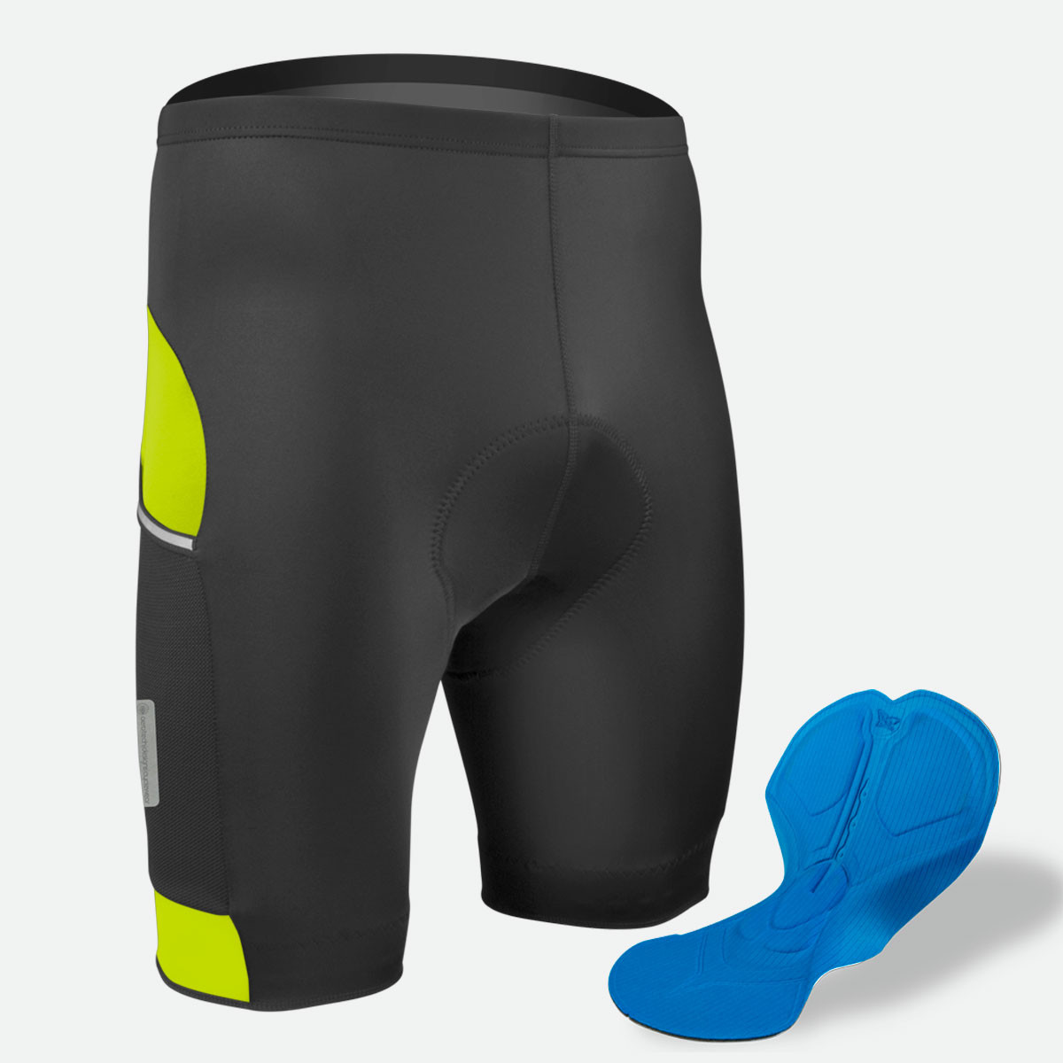 Men's 3D Gel Padded Black Bike Shorts Front View with Chamois