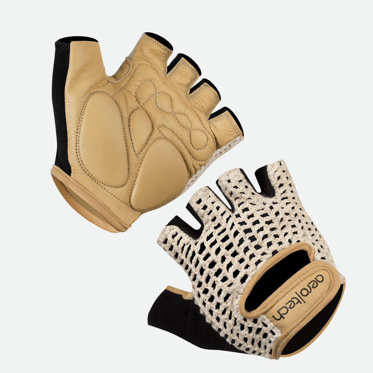 Beige Extra Gel Padded Crochet Cycling Gloves|beige|primary