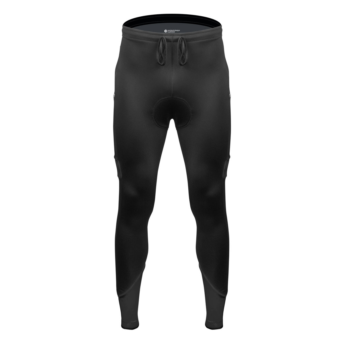 Men's All Day Black Cycling Fleece Tights Front View