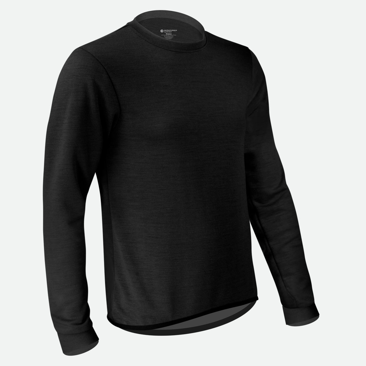 Aero Tech Men's Merino Wool Base Layer in Black Off Front View Aero Tech Men's Merino Wool Base Layer in Black Off Front View