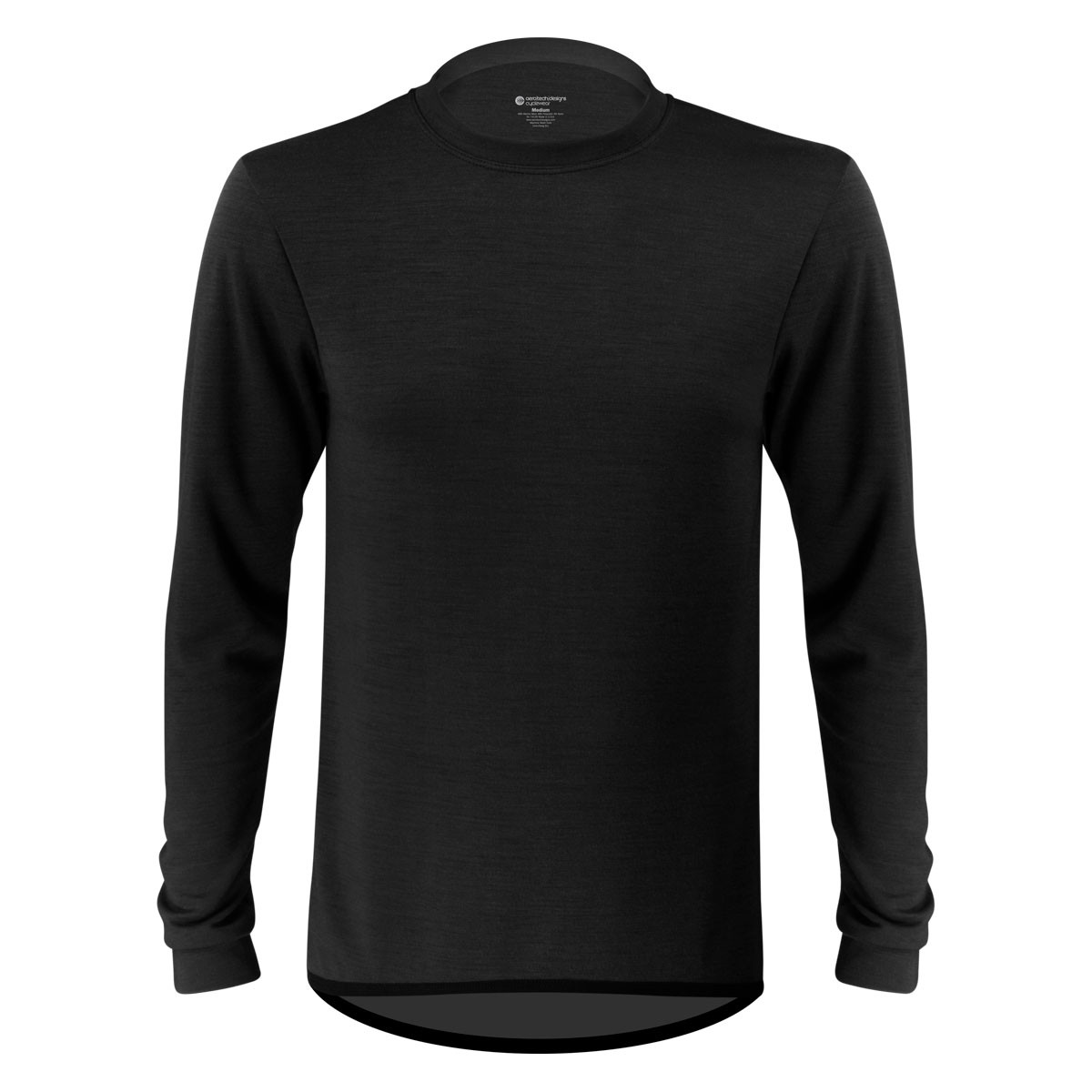 Aero Tech Men's Merino Wool Base Layer in Black Jersey|black|primary