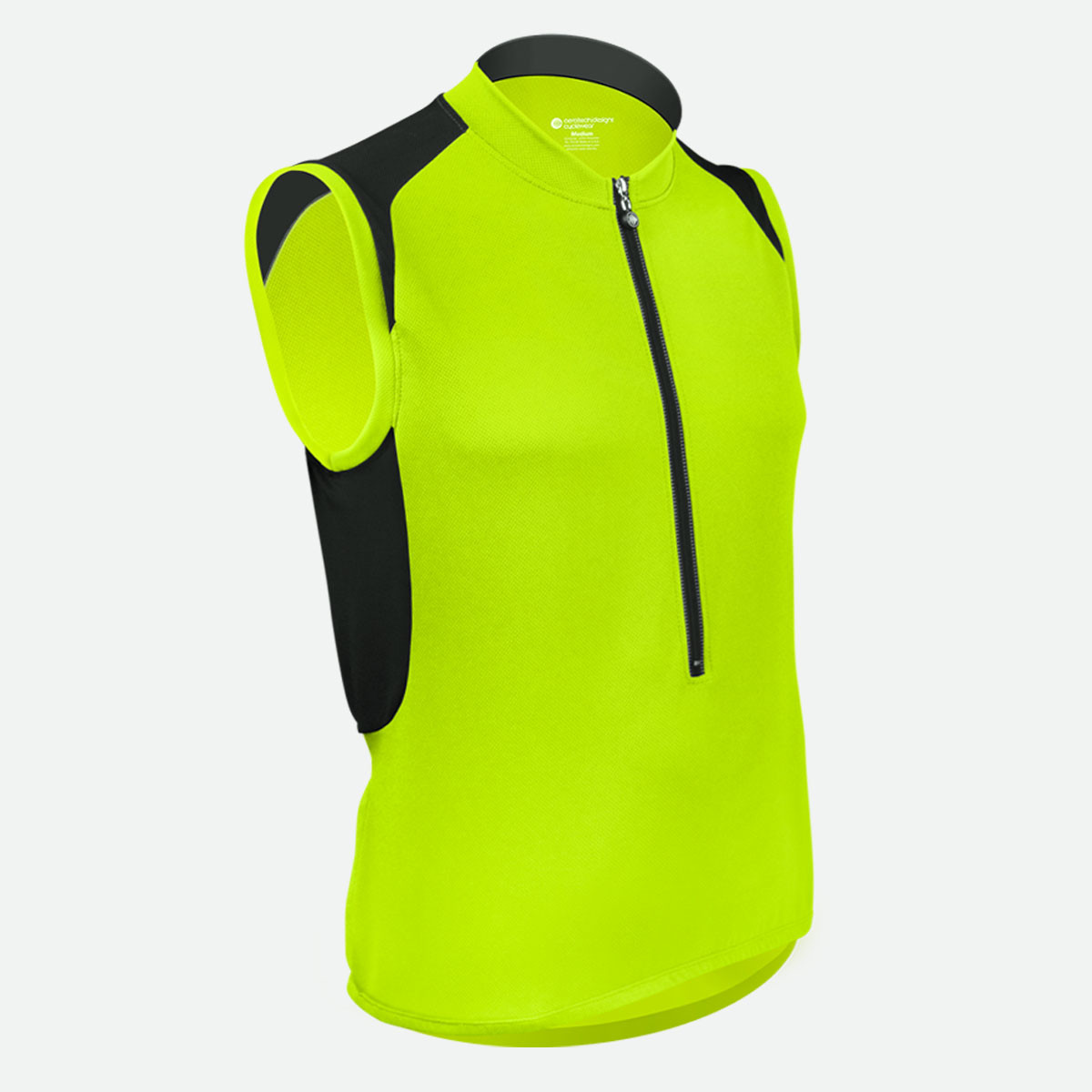 Men's Safety Yellow PRO Sleeveless USA Cycling Jersey Off Front View