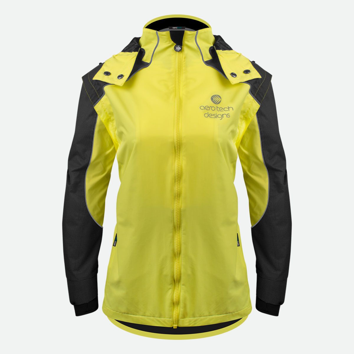Women's Waterproof High-Visibility Reflective Cycling Rain Jacket Front View