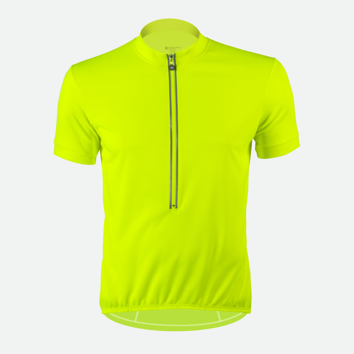 Safety Yellow Solid Color Short Sleeve Cycling Jersey|safety yellow|Front View Safety Yellow Solid Color Short Sleeve Cycling Jersey|safety yellow|Front View