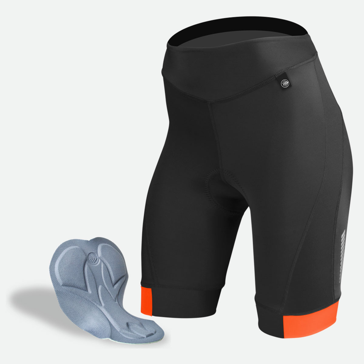 Orange Elite Padded Cycling Shorts for Women with Chamois Pad View|neon orange|primary
